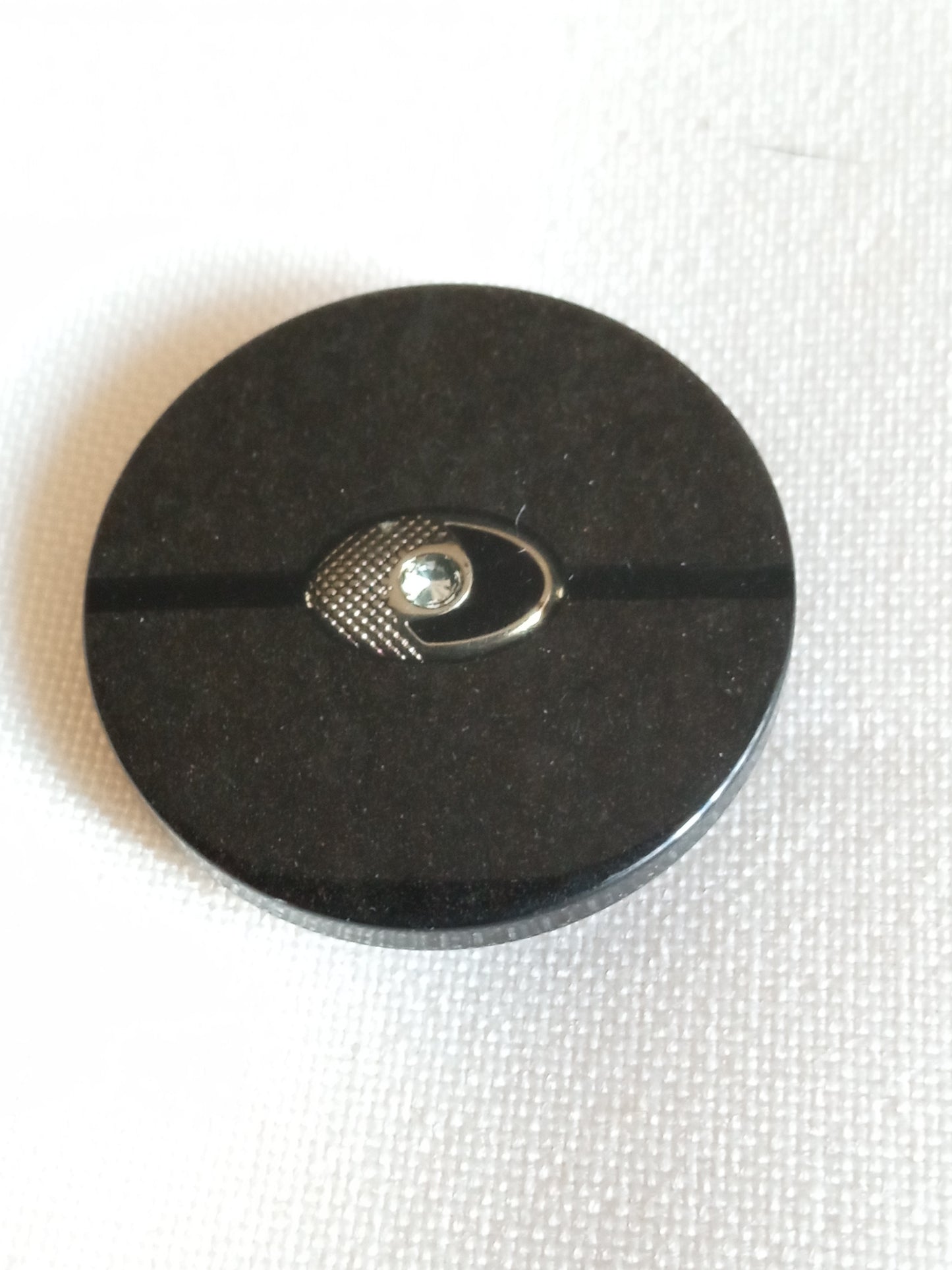 10 Bottoni 27 mm gioiello di plastica con piccolo strass grigio molto scuro, quasi nero, produzione Italy vintage anni 90 rhinestone